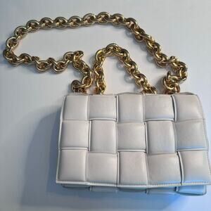 Bottega Veneta Chain‎ Ivory Cassette Shoulder Bag Padded Intrecciato Leather
